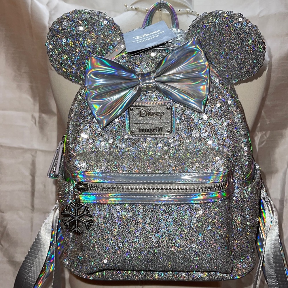 Loungefly X LASR Exclusive Disney Holographic Sequin Minnie Mini Backpack